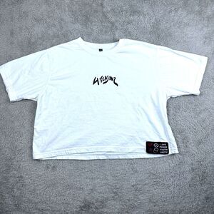 Women’s XXL White Graphic Crop Top Streetwear Tee Bold Message Oversized Shirt